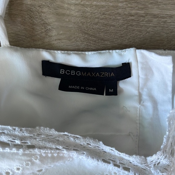 BCBG MAXAZRIA White Eyelet Maxi Tiered Sundress M cottagecore - Picture 3 of 8